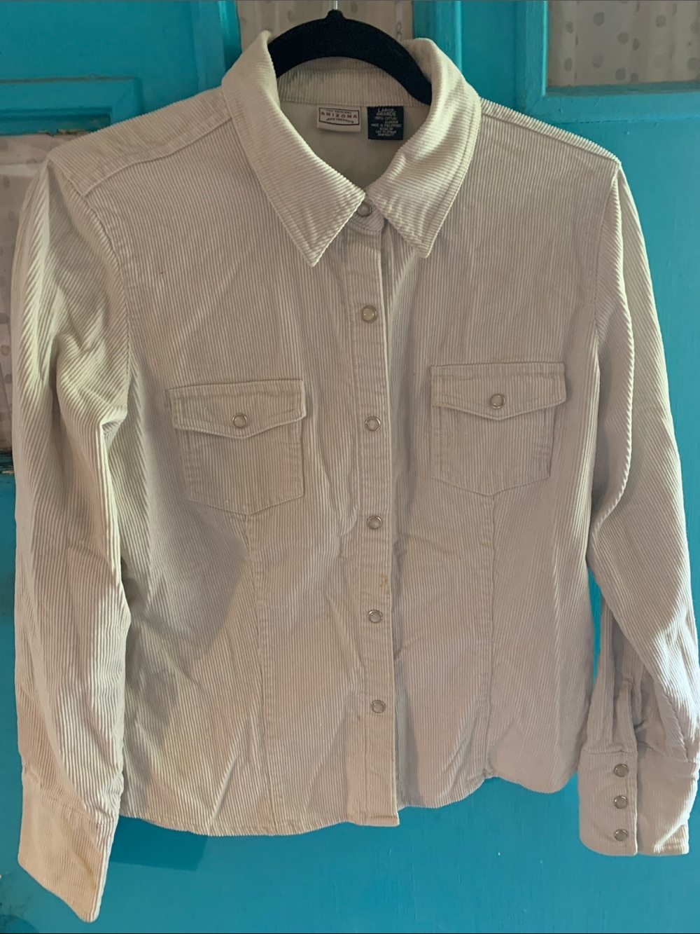 Arizona Jean Company Light Cream Corduroy Shirt Jacket Sz L